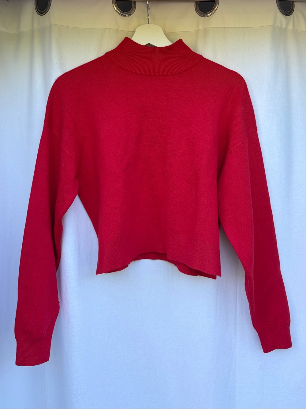 Frank & Oak Red Cropped Turtleneck Sweater